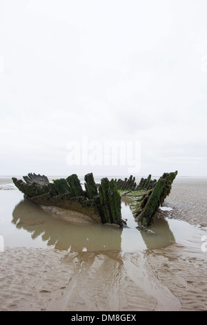 L'épave du SS Nornen norvégien sur Chabeuil beach Angleterre Somerset Banque D'Images