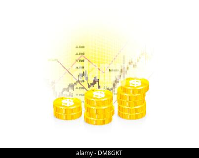 Vector illustration of business graph avec coins Illustration de Vecteur