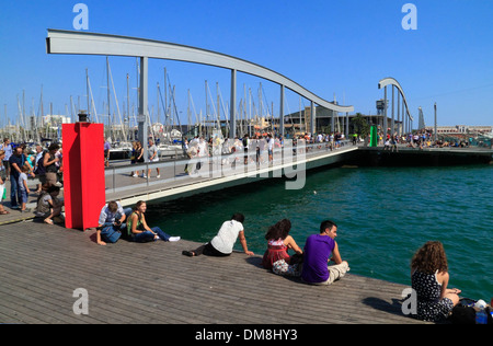 RAMBLA DEL MAR à Port Vell, Barcelone, Espagne, Europe Banque D'Images