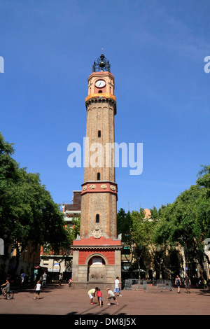 Tour de l'horloge à Plaza Rius Taulet, Gracia, Barcelone, Espagne, Europe Banque D'Images