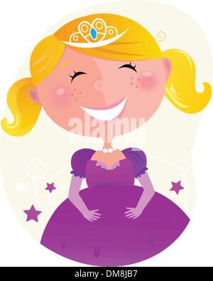 Cute little princess en robe rose avec Tiara Illustration de Vecteur