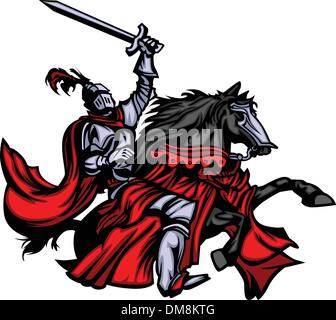 Chevalier à cheval Mascotte Illustration de Vecteur