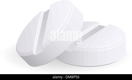 Médicament : deux pilules plus blanc. Vecteur. Illustration de Vecteur