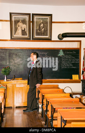 L'École du patrimoine prix avec un enseignant, Burnaby Village Museum, Burnaby, Colombie-Britannique, Canada Banque D'Images