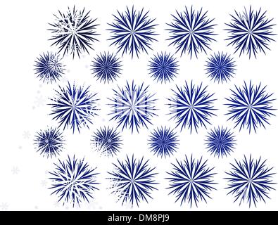 Arbre de Noël dans les flocons de neige bleu Illustration de Vecteur