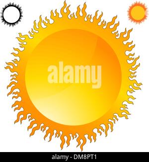 Soleil ardent Icon Set Illustration de Vecteur