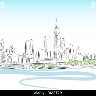 Chicago Cityscape le dessin des lignes Illustration de Vecteur