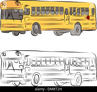 Dessin de ligne de bus scolaire Illustration de Vecteur