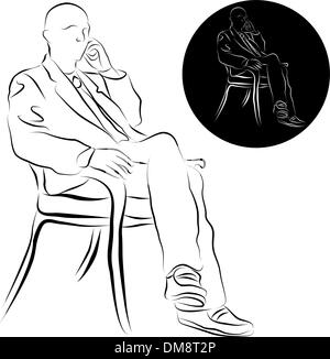 Portrait Dessin de ligne de téléphone Illustration de Vecteur