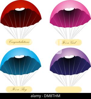 Étiquettes Message parachute Illustration de Vecteur