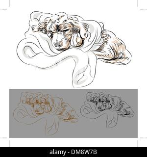 Labrador, chiot dormir dans une couverture Illustration de Vecteur