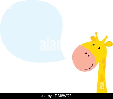Tête de girafe jaune souriant avec bulle Illustration de Vecteur