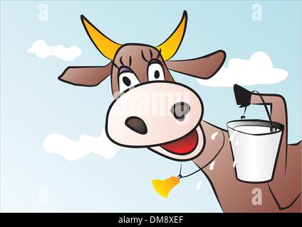 Le lait de vache et drôle Illustration de Vecteur