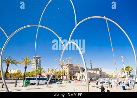 Avis sur musée maritime à partir de la Plaça de les Drassanes, Barcelone Banque D'Images