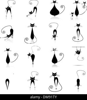 Collections silhouette chat noir Illustration de Vecteur