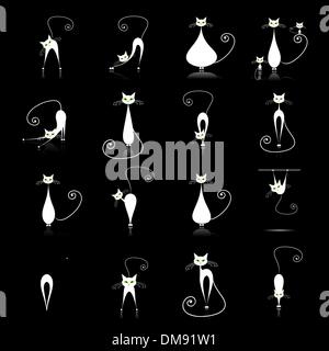 Chat blanc collections silhouette Illustration de Vecteur