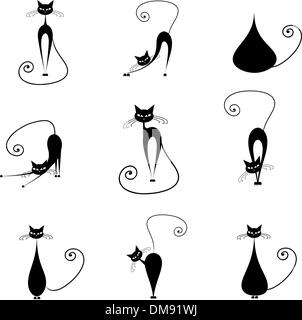 Collections silhouette chat noir Illustration de Vecteur
