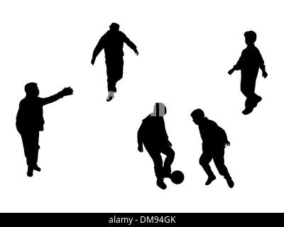 Les joueurs de football silhouettes Illustration de Vecteur