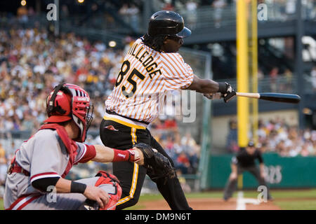 22 Août 2009 : Pirates Lastings Milledge (85) au bâton pendant le jeu entre les Rouges et les pirates. Les Pirates défait les Reds 12-2 devant 32 570 fans au PNC Park à Pittsburgh, PA. (Crédit Image : © Global/ZUMApress.com) Southcreek Banque D'Images