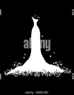 Robe de mariage blanc sur des cintres Illustration de Vecteur