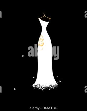 Robe de mariage blanc sur des cintres Illustration de Vecteur