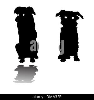 Deux petites silhouettes de chiens Illustration de Vecteur