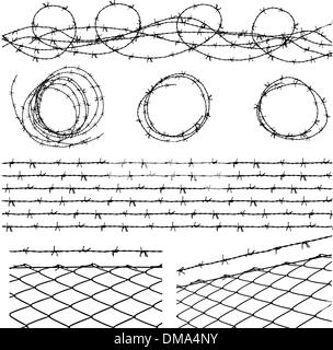 Les éléments en fil de fer barbelé Illustration de Vecteur