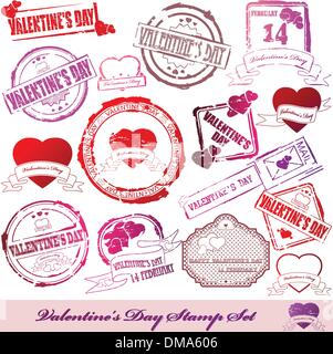 Vector Set de timbres Saint Valentin Illustration de Vecteur
