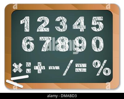 Numéros de craie sur tableau noir Illustration de Vecteur