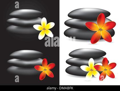Spa Hot Stones et fleur, concept zen - vector illustration Illustration de Vecteur