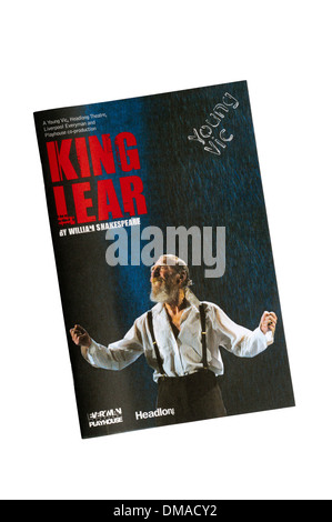 Programme pour la tête la production de 2009 Le Roi Lear de William Shakespeare avec Pete Postlethwaite au Young Vic. Banque D'Images