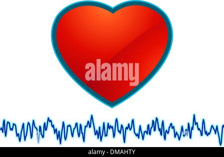 Coeur et symbole du rythme cardiaque cardiogramme. EPS 8 Illustration de Vecteur