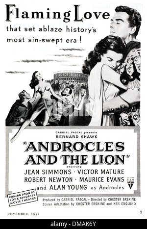 Vieux film annonce Androcles et le Lion Document d'archives historiques Banque D'Images