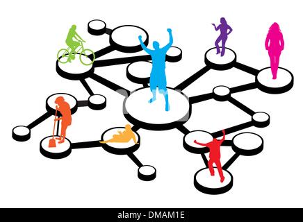 Schéma de connexions Médias Sociaux Illustration de Vecteur