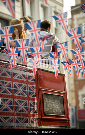 Les Parties de la rue à Soho, 29/04/2011, Jour du Mariage Royal, Londres, Angleterre Banque D'Images