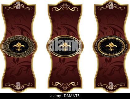 Définir des cadres décoratifs or Illustration de Vecteur