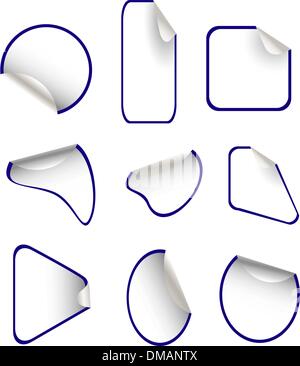 Jeu d'étiquettes autocollants vierges Illustration de Vecteur