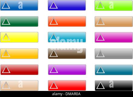 Jeu de boutons multicolores rectangulaire brillant Illustration de Vecteur