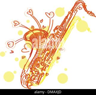 Abstract Sketchy Sax Illustration de Vecteur