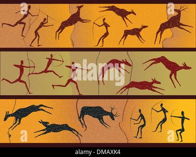 Les chiffres de grotte peopl primitive Illustration de Vecteur