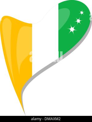 Côte d'ivoire dans le cœur. Icône de côte d'ivoire drapeau national. vector Illustration de Vecteur