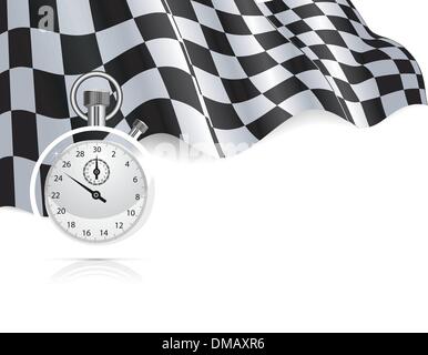 Drapeau à damier avec un chronomètre background Illustration de Vecteur