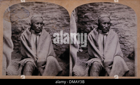 Peu de six, chef indien Sioux, Portrait alors qu'un prisonnier à Fort Snelling, Minnesota, vers 1862 Banque D'Images