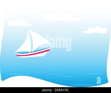 Yacht et la mer Illustration de Vecteur