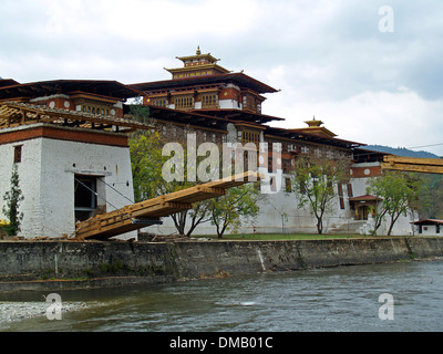 Pont-levis, Punakha Dzong,Bhoutan Banque D'Images