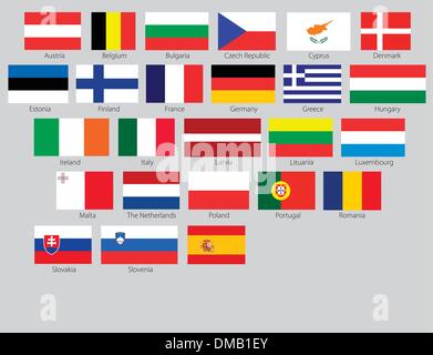Drapeaux des 27 membres de l'Union européenne Illustration de Vecteur