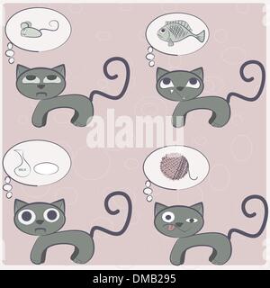 Cute cartoon cat thinking Illustration de Vecteur