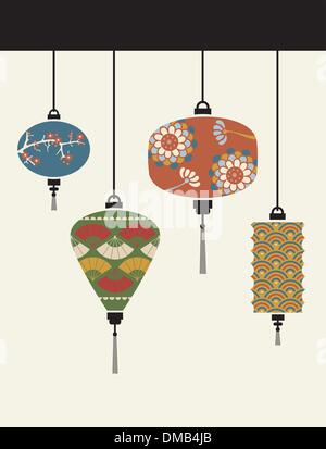 Le Japon fond lampes Illustration de Vecteur