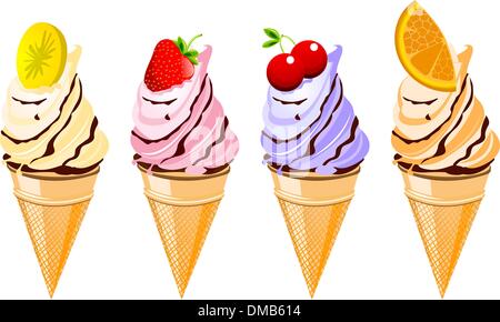 La crème glacée aux fruits Illustration de Vecteur