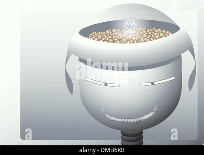 Robot avec un sourire peint Illustration de Vecteur